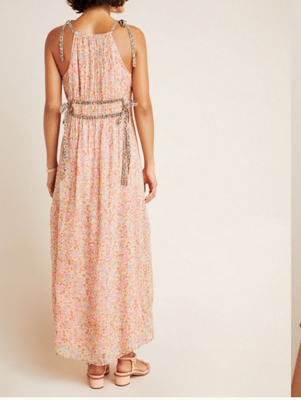 Anthropologie Maeve Clementina Halter Boho Maxi Dress Feminine Floral - Picture 2 of 13